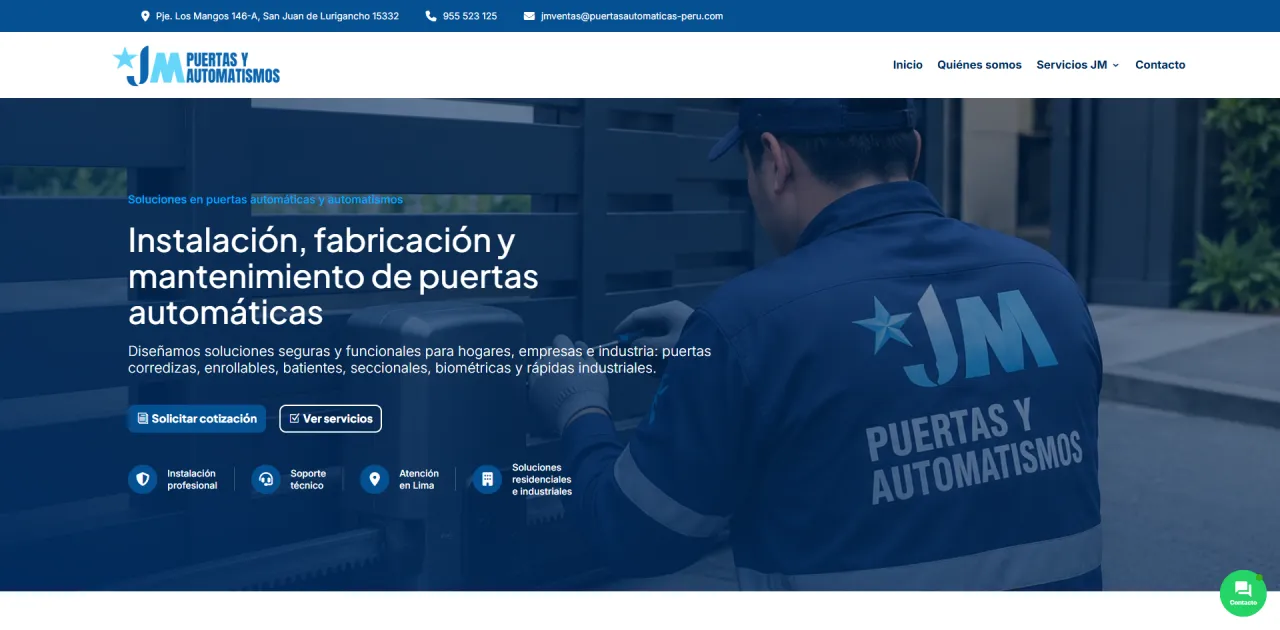 Desarrollo de web corporativa para JM Puertas y Automatismos