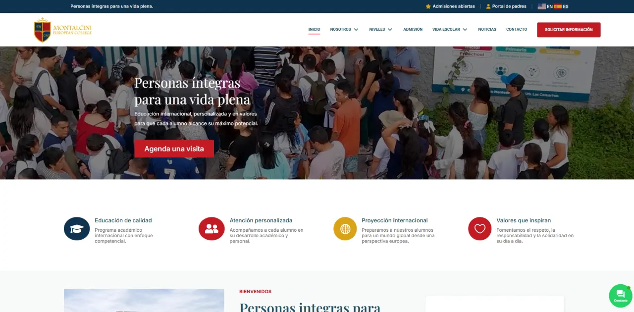 Desarrollo de web corporativa para Montalcini European College