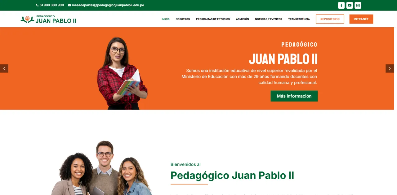 Desarrollo de web corporativa para el Pedagógico Juan Pablo II