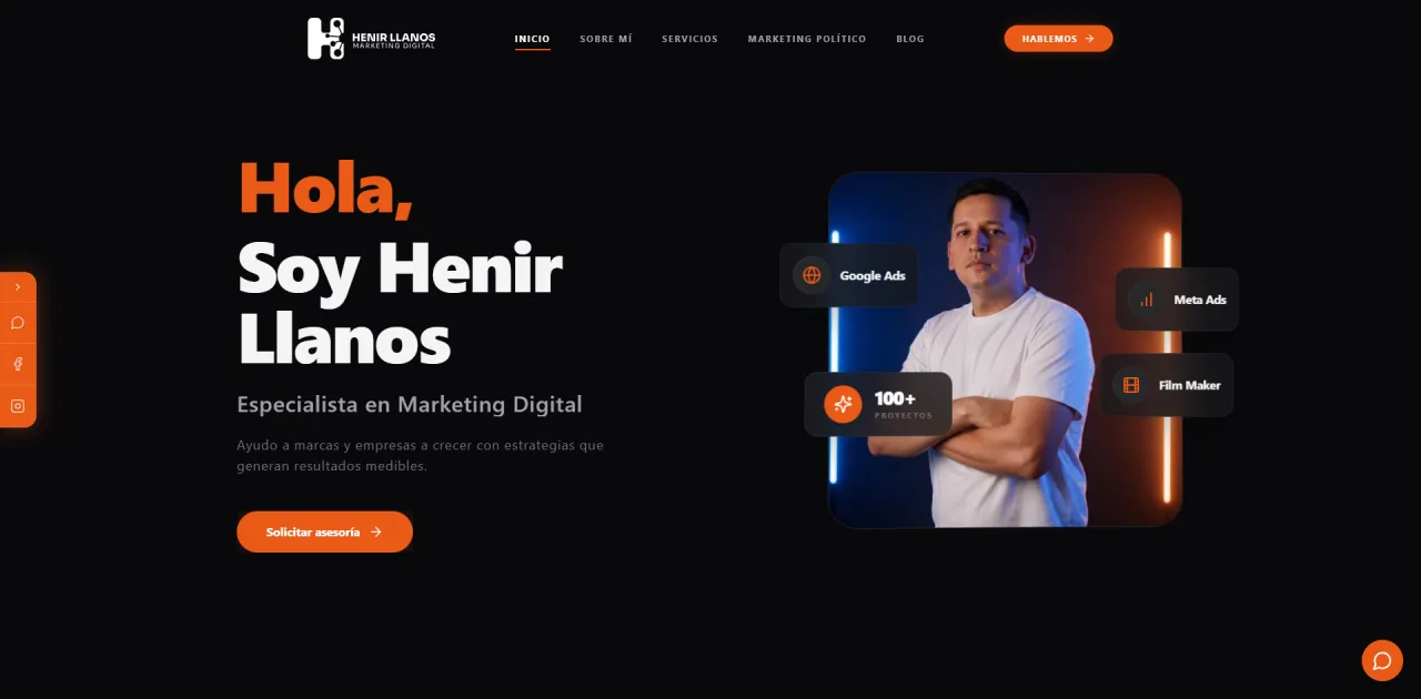 Desarrollo de web de marca personal para Henir Llanos